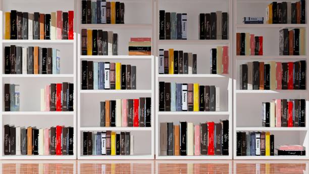 istock Wall bookcase full of books, 3d rendering 1030314826