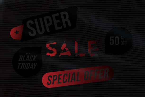 istock Banner Black Friday 50% with special offer. Template for design advertising and poster on black background. Flat vector illustration EPS 10 1030315074