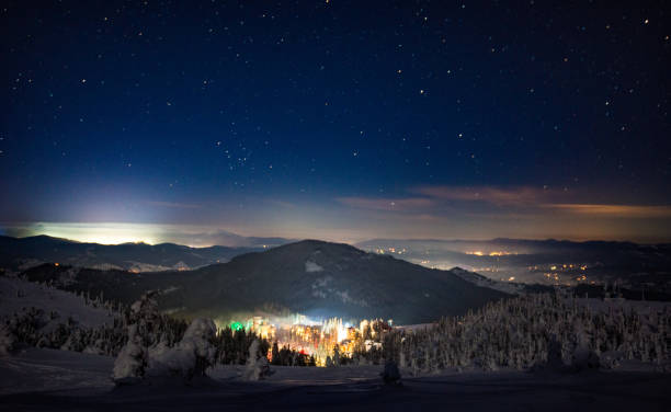 istock Night stars and milky way in winter 1030316238
