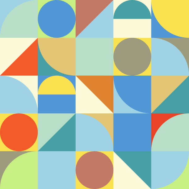 illustrazioni stock, clip art, cartoni animati e icone di tendenza di geometria minimalista design vettoriale astratto - color image banner colors placard