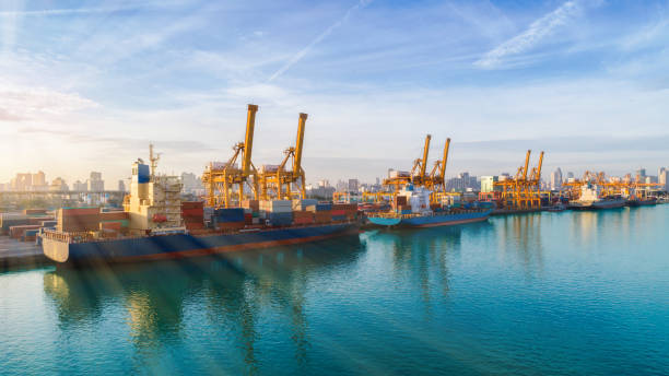 istock Container ship from sea port working for delivery containers shipment. Suitable use for transport or import export to global logistics concept. 1030329626