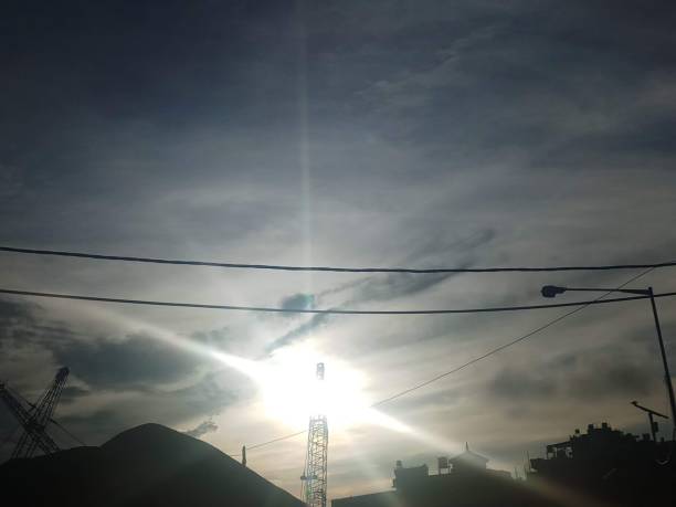 Sun rise . Very strong early sunrise .