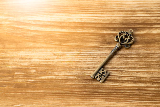 istock Vintage key on wooden background 1030334060
