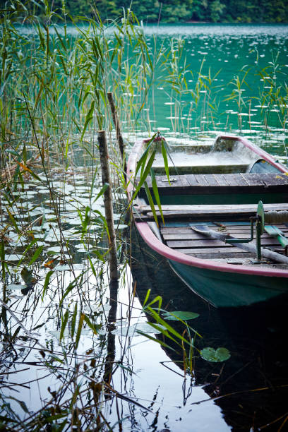 istock Wonderful old weathered boat on riverbank 1030334358