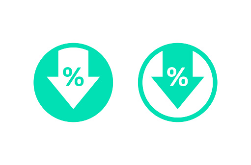 Cost reduction icon. Percent. Image isolated on white background. Vector illustration