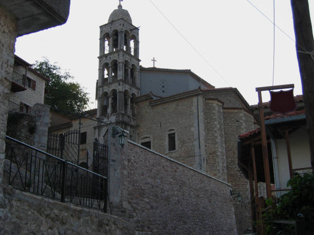 istock Old clock tower at Dimitsana town in Peloponnese Greece 1030337892