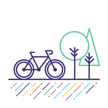 Line vector icon illustration of cycling outdoor.