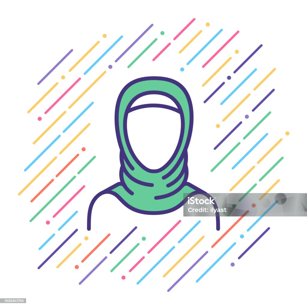 Arabian Woman Line Icon Line vector icon illustration of arabian woman. Icon Symbol stock vector