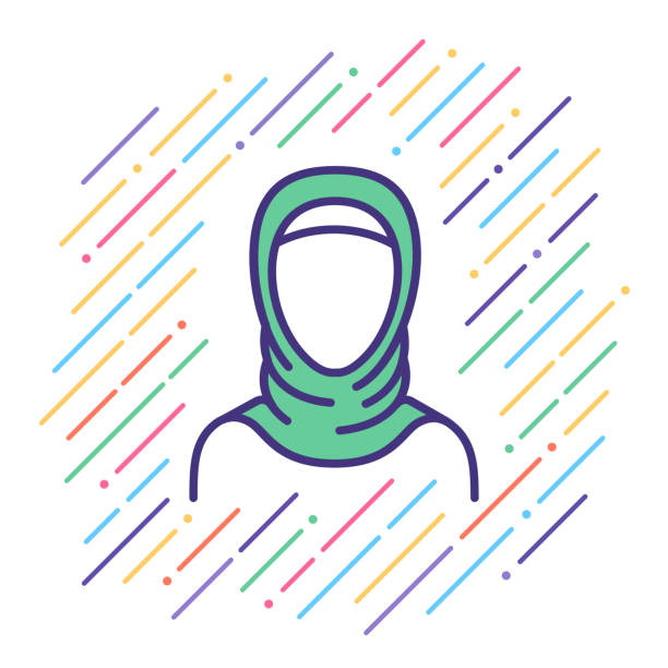 Arabian Woman Line Icon Line vector icon illustration of arabian woman. pics of a cute muslim outfits stock illustrations
