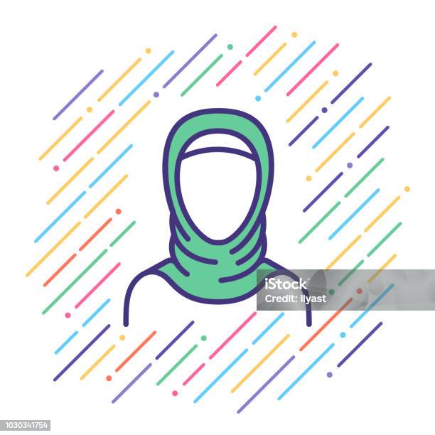 Arabian Woman Line Icon Stock Illustration - Download Image Now - Icon Symbol, Arab Culture, Women