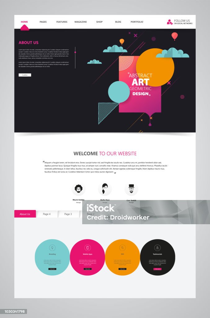 Website Abstract Abstract Geometric Trendy Website Template One Page Design Headers And ...