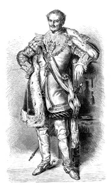 Illustration of a Ferdinand Esslair, 2.2.1772 - 10.11.1840, German actor, full length, as Wallenstein in the play 