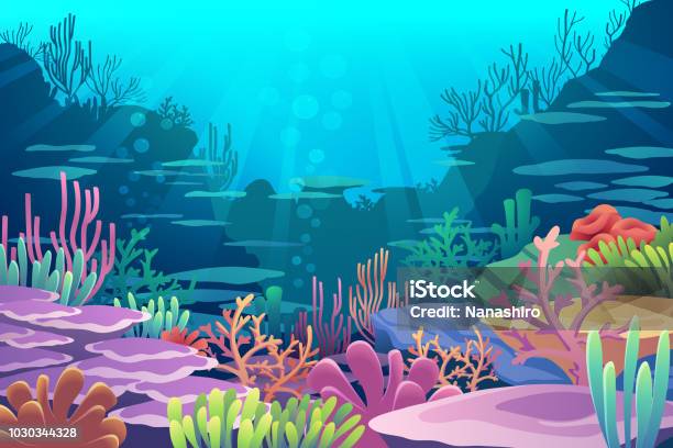 Under Sea View Stock Illustration - Download Image Now - Underwater, Sea, Coral - Cnidarian