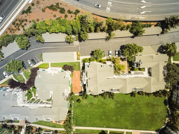 istock Top view apartment building complex near freeway in Cupertino, California 1030345502