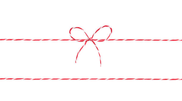 red string with bow,decoration rope isolated. - cordel imagens e fotografias de stock