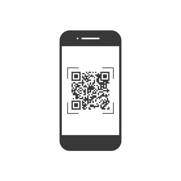 ilustrações, clipart, desenhos animados e ícones de examine o código qr com telefone móvel, símbolo, app. eletrônica, tecnologia digital, código de barras. ilustração em vetor. - digitalizador flat bed