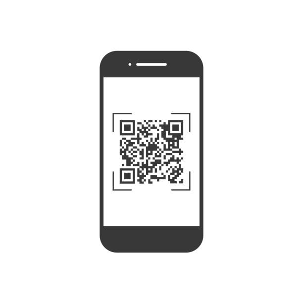 Scan QR code with mobile phone, symbol, app. Electronic , digital technology, barcode. Vector illustration. Scan QR code with mobile phone, symbol, app. Electronic , digital technology, barcode Vector illustration flat bed scanner stock illustrations