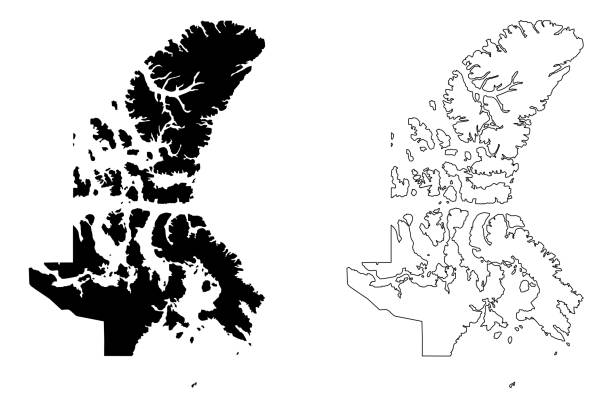 ilustrações de stock, clip art, desenhos animados e ícones de nunavut (canada) map vector - baffin island