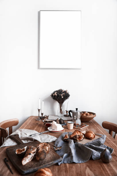 3D Rendering Minimal Retro Design Coffee House, Restaurant, Dining Room.