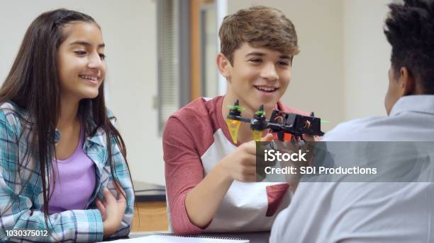 High School Students Build Drone Stock Photo - Download Image Now - High School Student, Robot, Building - Activity