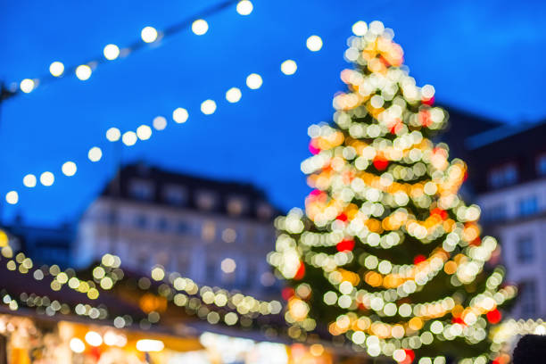 Traditional Christmas fair on a city streets in Europe