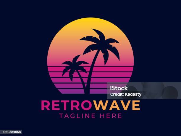 Retrowave Logo Stock Illustration - Download Image Now - Miami, Logo, Retro Style