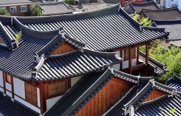 Tile roof of the Korean traditional house in Jeonju, South Korea