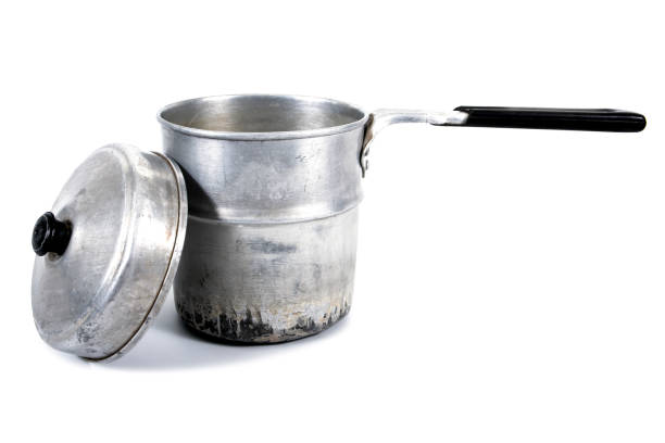 istock Aluminium camping pot with cover isolated on white background 1030394534