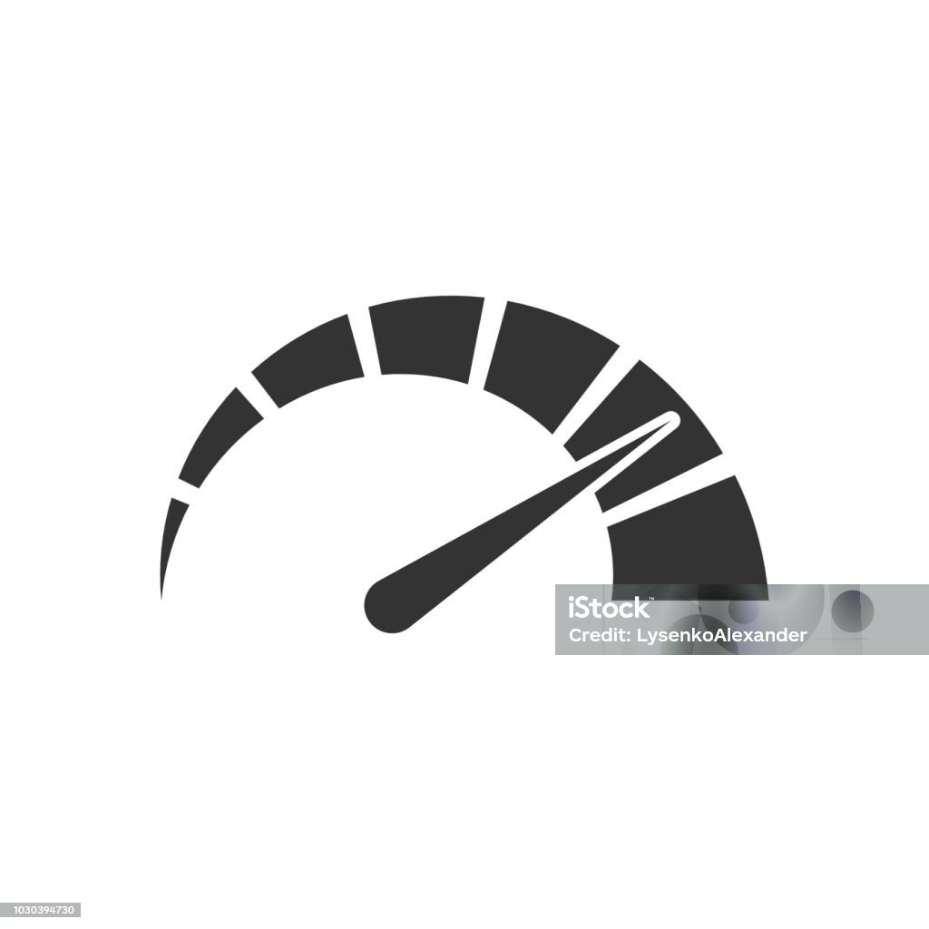 Meter dashboard icon in flat style. Credit score indicator level vector illustration on white isolated background. Gauges with measure scale business concept. Icon Symbol stock vector