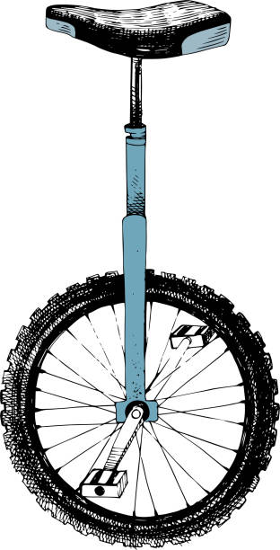 ilustrações de stock, clip art, desenhos animados e ícones de hand drawn monocycle - unicycling unicycle cartoon balance