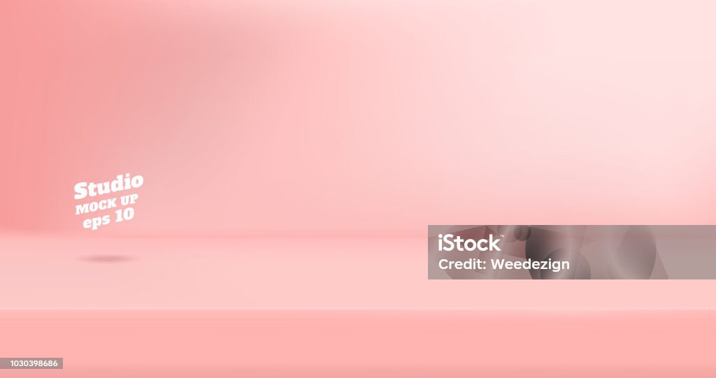 Vector Empty pastel pink color studio table room background ,product display with copy space for display of content design.Banner for advertise product on website Backgrounds stock vector