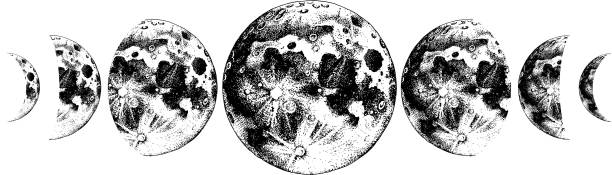 ilustrações de stock, clip art, desenhos animados e ícones de moon phases illustration - moon change eclipse cycle