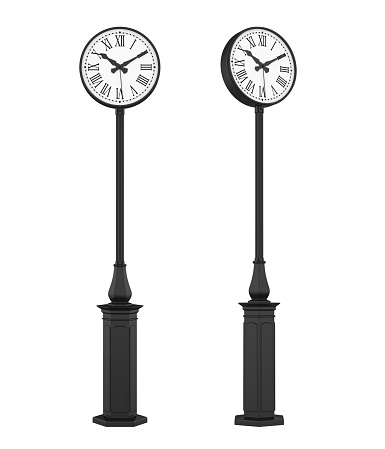 Street Clock isolated on white background. 3D render