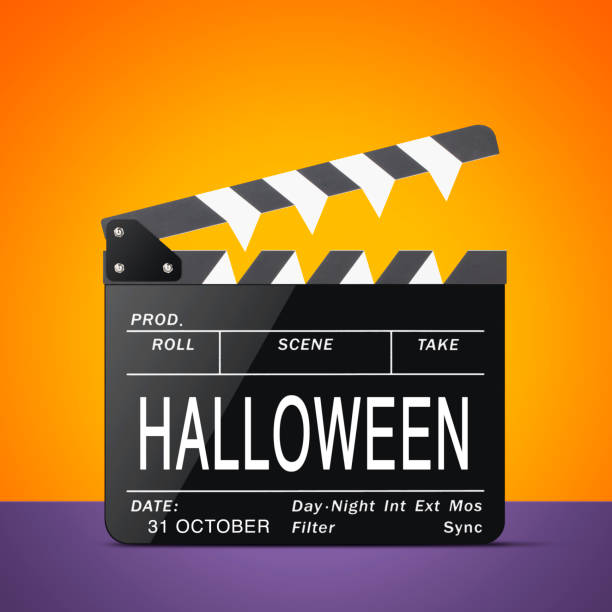 istock Halloween Ciak. Movie clapper board with sharp teeth. 1030399378