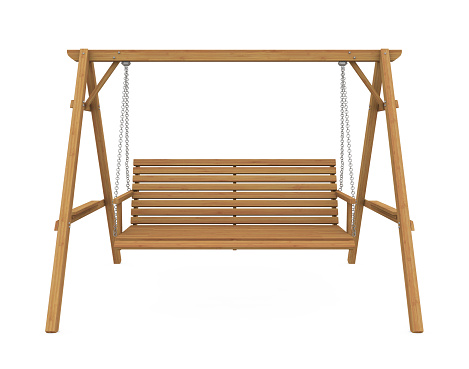 Wooden Garden Swing Seat isolated on white background. 3D render