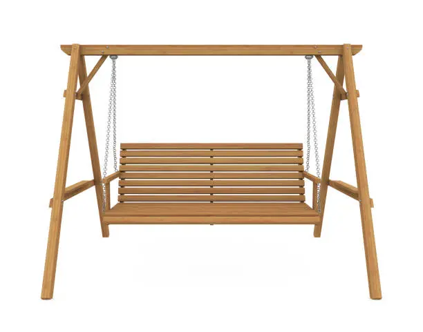 Photo of Wooden Garden Swing Seat Isolated