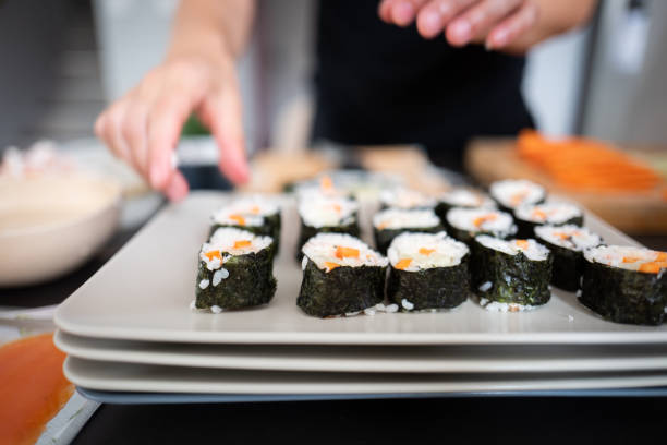 istock Traditional fresh Japanese sushi rolls 1030405506
