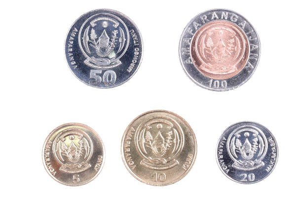 Coins from Rwanda Coins from Rwanda on a white background french currency stock pictures, royalty-free photos & images