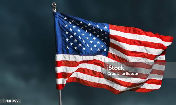American Flag Stock Photo - Download Image Now - American Flag, Close-up, Wind