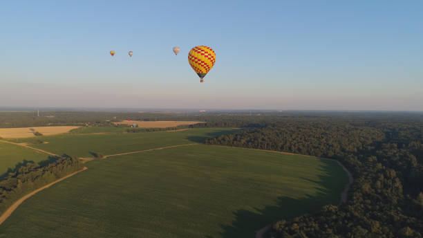 istock Hot air balloons in sky 1030429200