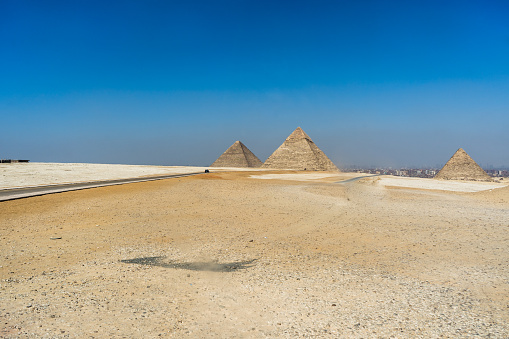 The Great Pyramid of Giza on a beautiful blue day