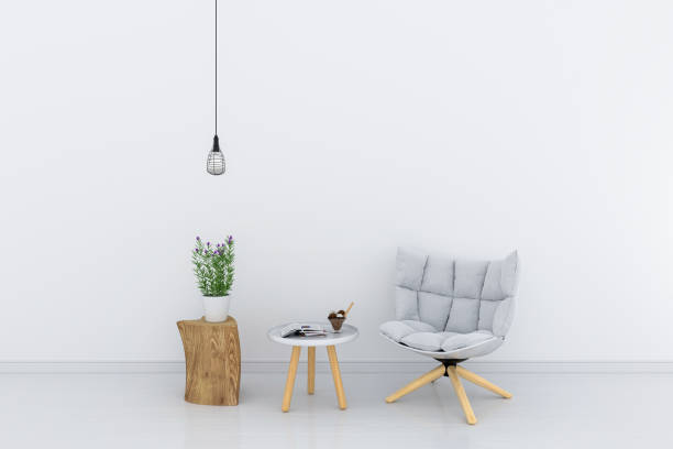 chair in white living room for mockup, 3D rendering