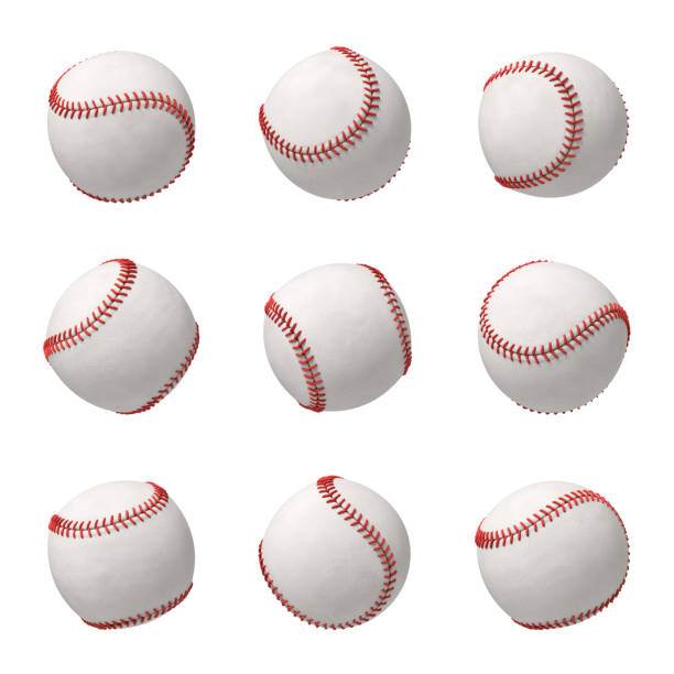 Set with traditional baseball balls on white background. Sportive equipment