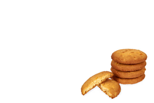 istock Homemade cookies with orange isolated on white background, copy space template 1030439242