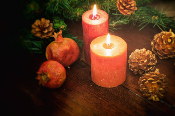 istock Candles and christmas decoration 1030458210