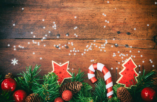 istock Christmas decoration on a wooden surface 1030458240