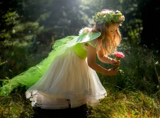 Photo of Little girl dressed as a fairy.