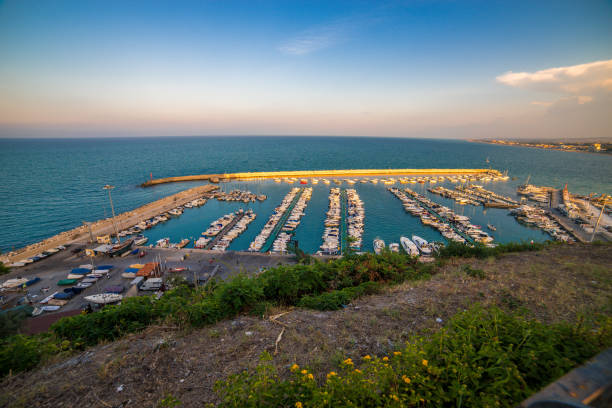 Port of Numana at sunset