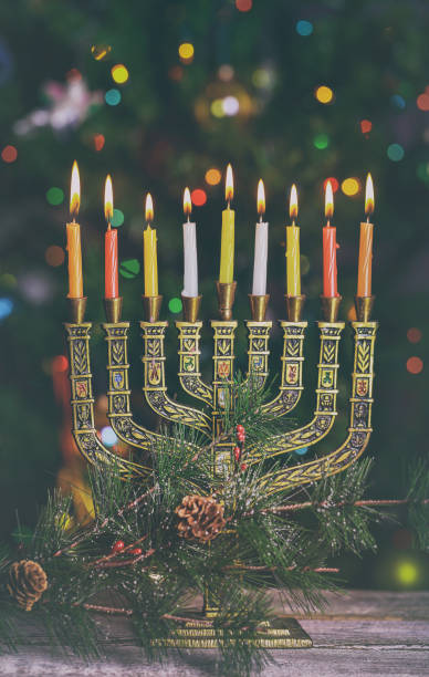 istock Brightly Glowing Hanukkah Menorah - Shallow Depth of Field 1030470872