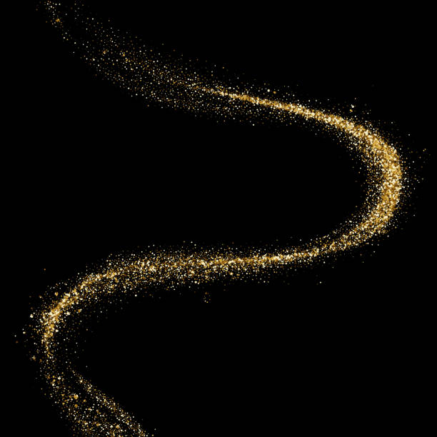 istock Golden glitter glare wave or gold sparkling light twist trail on premium luxury background with glittery mist effect 1030470952